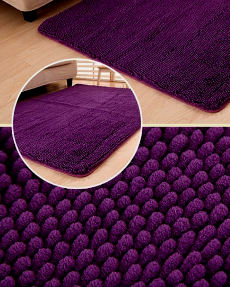 Anti Slip Chenille Large Floor Mat  - Purple