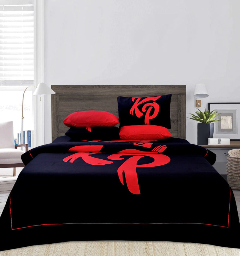 Quilted Reversible Bed Spread Set - Black Beauty