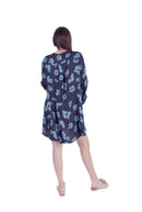 Printed Long Top with Sleeves - Blue Floral