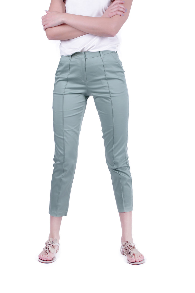 Crop Slim Fit Trouser - Aqua Green