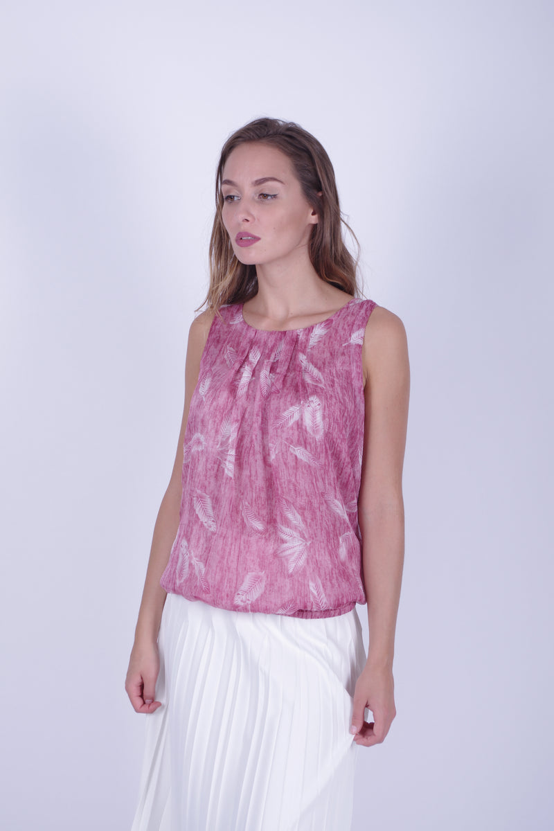 Sleeveless Printed Top - Feather Pink