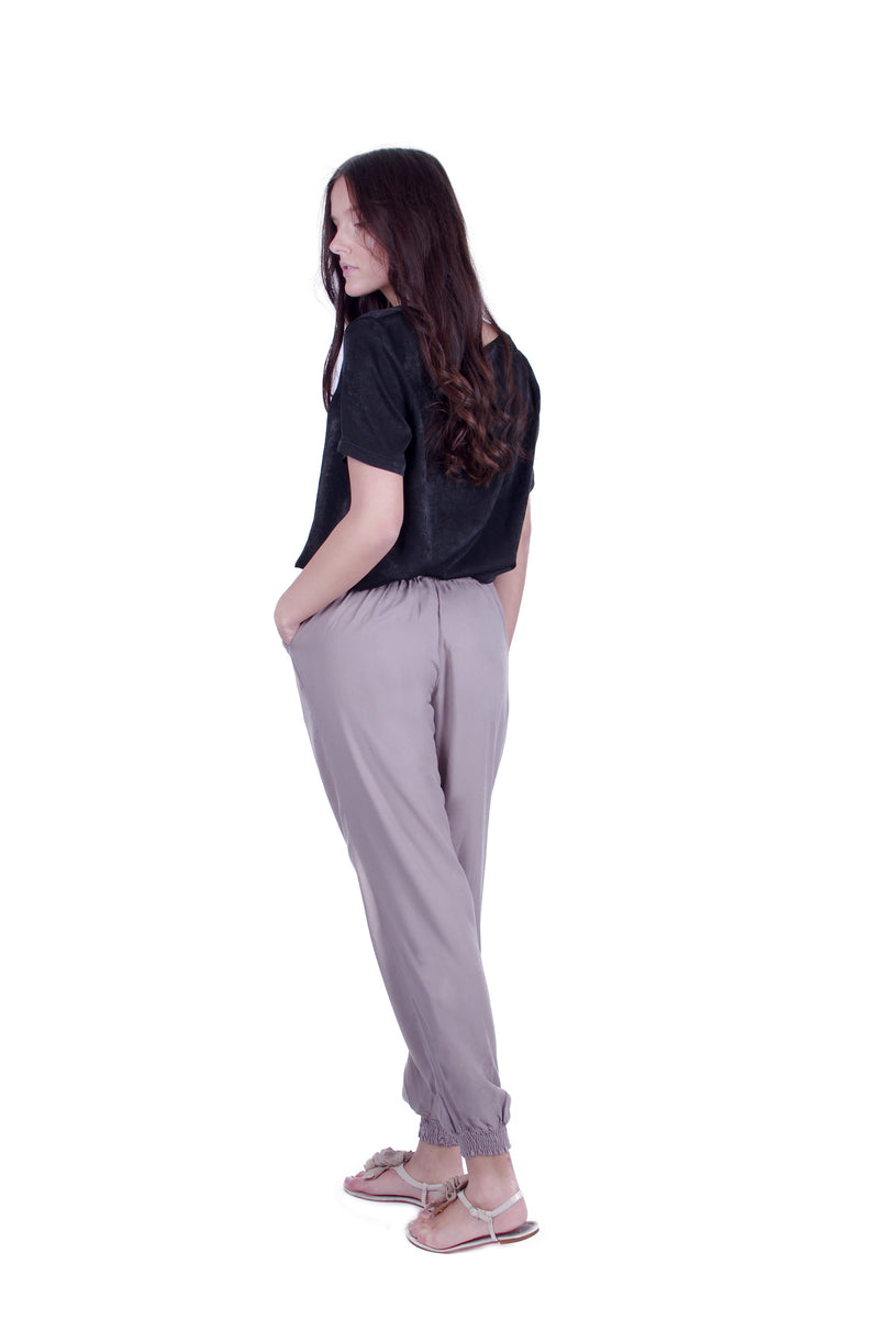 Cropped Distressed Trouser with Pocket - Lilac Grey