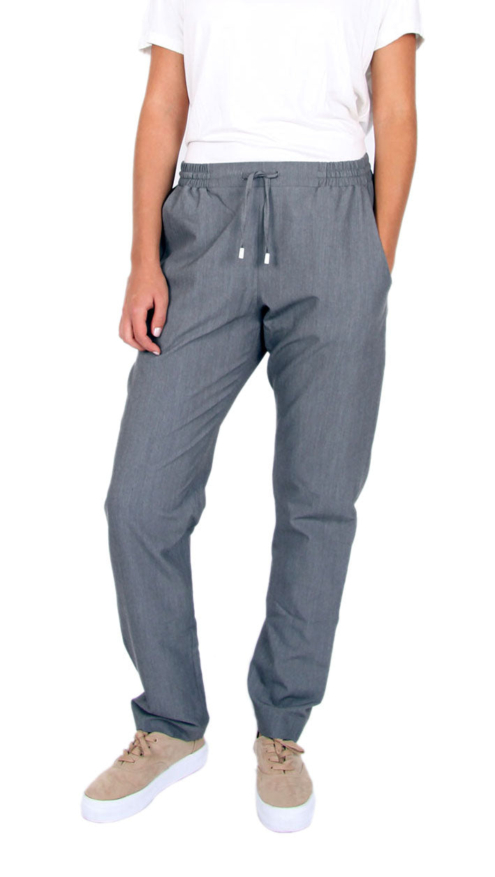 Straight Linen Blend Trouser - Grey