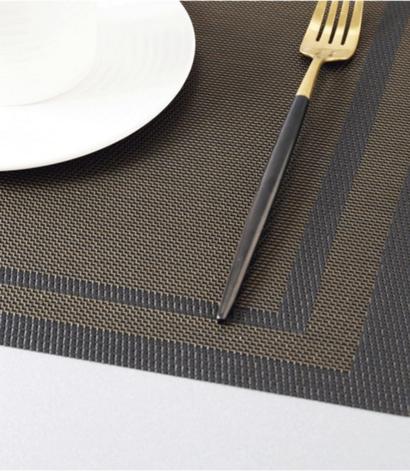 Mosaic Anti Slip PVC Table Place Mat - Black Gold