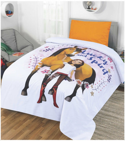 Cartoon Character Bed Sheet - Lucky and Spirit