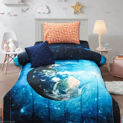 Cartoon Character Bed Sheet - Earth & Stars